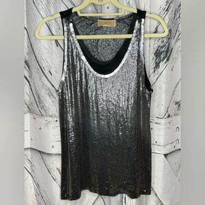Free For Humanity Black Sequined & Foil Tank Top M
